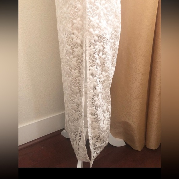NWT Xhilaration Ivory lace crochet maxi dress Sz XS Partially Lined Short Sleeve - Picture 12 of 13